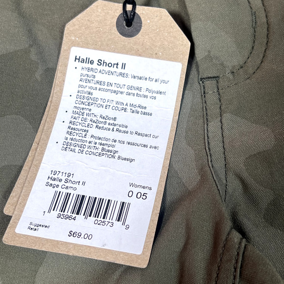 prAna Shorts Womens 0 Green Camo Halle Short ll 5" Nylon Stretch Hiking Outdoors - Picture 6 of 12